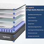 Queen Mattress, 12 Inch Hybrid Queen Size Mattresses in a Box with Memory Foam and Individual Pocket Springs|Pressure Relief & Motion Isolation&Breathable, No Pilling, CertiPUR-US, Medium Firm Fee