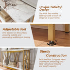 HOMISSUE 55 Inch Modern Entryway Console Table, White & Gold Faux Marble Top Engineered Wood Sofa Table with 2-Tier Open Storage, Entry Table for Hallway & Living Room
