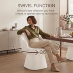 KISLOT Swivel Dining Chairs Set of 2, Upholstered Modern Barrel Dining Chairs with 360° Swivel Base, Chenille Velvet Fabric Accent Kitchen Chairs with Arms, Padded Dining Room Chairs, Cream