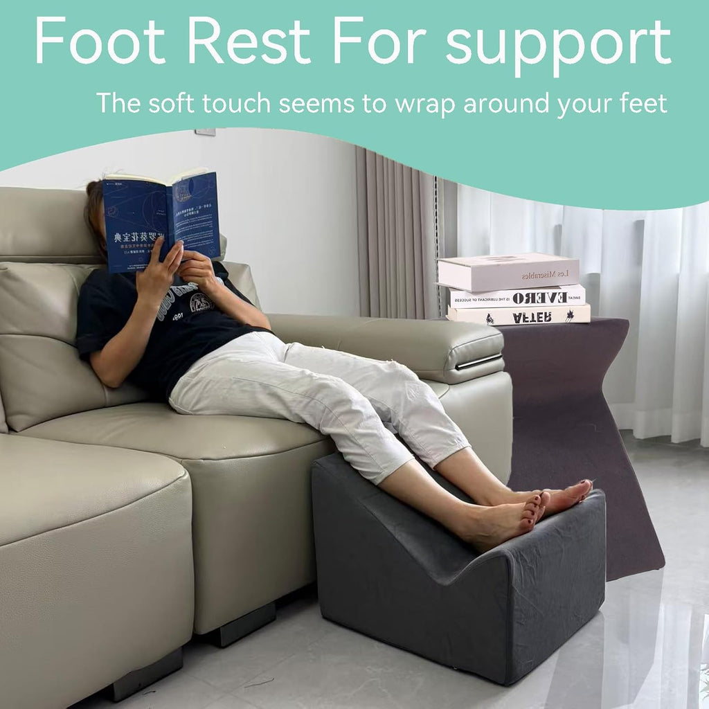 Version that Modern Pouf Ottoman,Relax Stool,Floor Poufs for Couch | Foot Rest for Under Desk at Work.With Washable Cover.For Living Room,Bedroom,Patio,Perfect to Rest Your Feet (Dark Grey)
