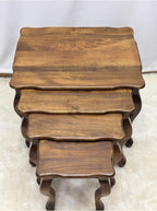 Walnut Wood 4-Piece Nesting Side Table Set 25.6x19.7x19.7 in Solid Wood Living Room Furniture - Brown