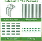 8 Sets 41.3"x31.5" Garden Hoops for Raised Beds, Greenhouse Hoops Grow Tunnel Durable Removable Row Cover Hoops for Garden Netting DIY Kits with 24 Clips