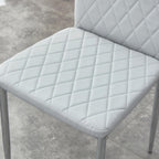 Dining Chairs Set of 6, Gray PU Leather, High Back, Silver Legs | Modern upholstered high-back kitchen chairs with padded seats for dining rooms, restaurants, apartments