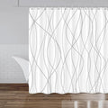 Punkray Grey and White Striped Polyester Shower Curtain for Bathroom with Hooks, Waterproof Bath Accessories Hotel Style - Machine Washable 84 x 72