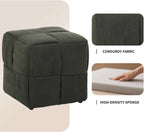 Green Cube Ottoman, Foot Rests Pouf Soft and Comfortable Corduroy Woven Design, Foot Rest for Couch for Living Room, Bedroom, Square Pouf Ottoman 14.2" (Green)