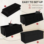 Ottoman with Storage,Black | Folding Storage Ottoman Bench for Living Room and Bedroom,Rectangle Foot Rest Stools Holds up to 660 lbs