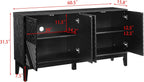 LKTART 60.5" Black Sideboard Buffet Cabinet,Modern Accent Credenza Storage Cabinet with 4 Doors, Media Console Table for Living Room Entryway