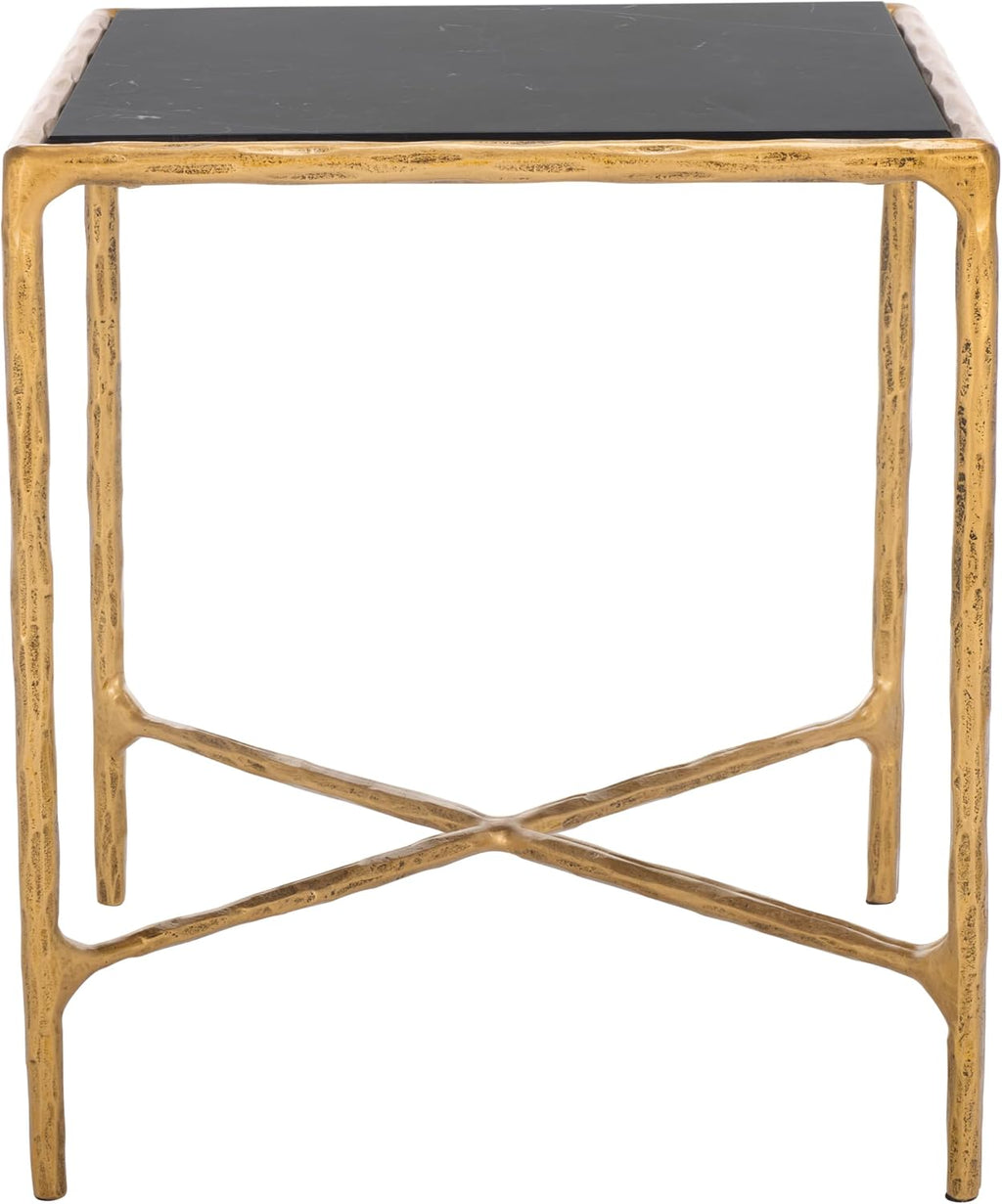 SAFAVIEH Couture Collection Jessa Brass Base & Black Marble Top Square End Table, Fully Assembled