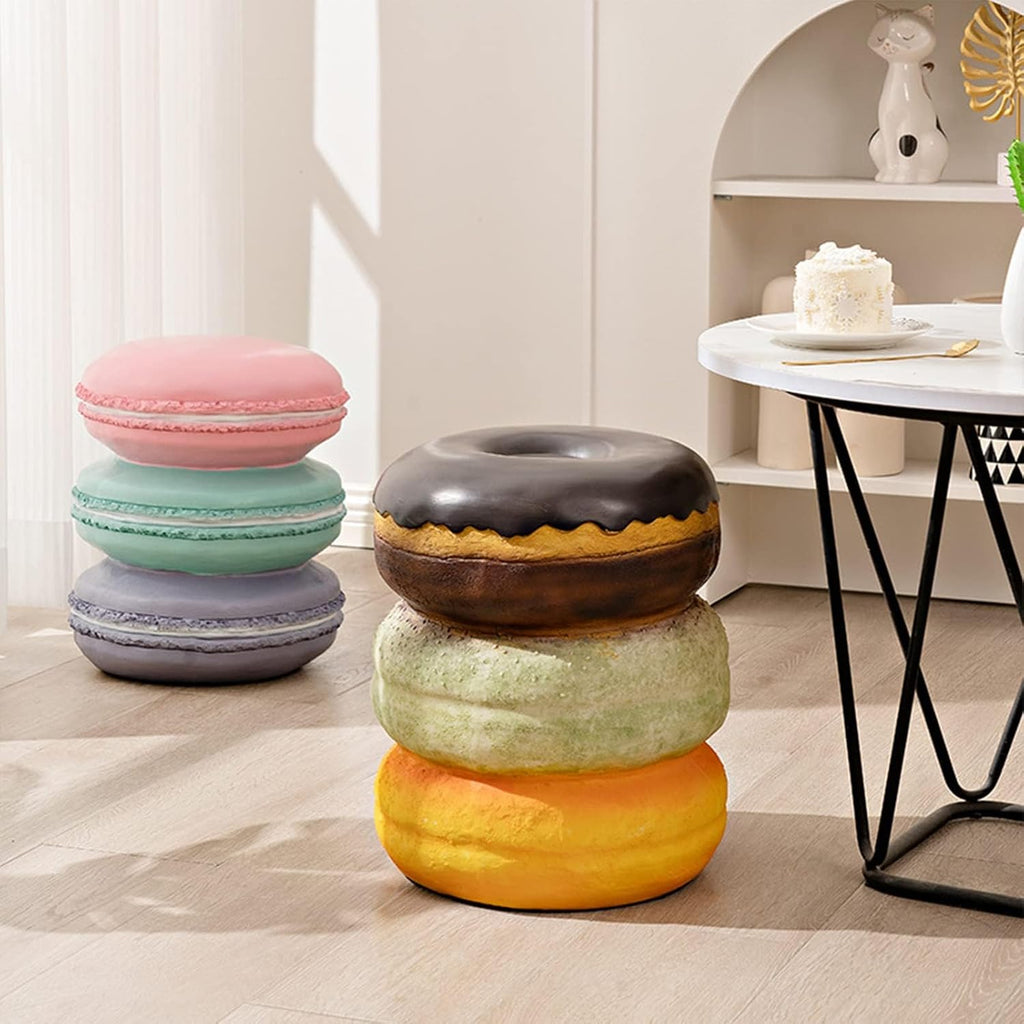 Food Shoe Changing Stool, Simulated Food Stool Comfortable Retro for Home (Coffee Donut)