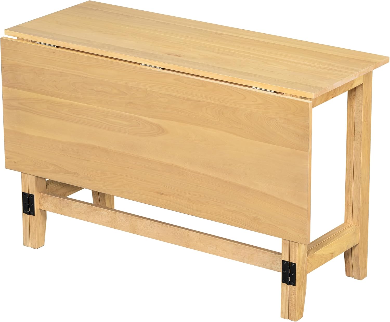 LUMISOL Extendable Dining Room Table for 4, Small Folding Drop Leaf Kitchen Dining Table, 18–36 inch, Space-Saving, Easy Assembly, Natural
