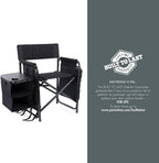 Picnic TIME Fusion Camping Chair with Side Table and Soft Cooler, Outdoor Foldable Padded Camping Chairs with Shelves, Pockets, & Cup Holder for Lawn, Beach, & Sports Use for Adults, (Matte Black)