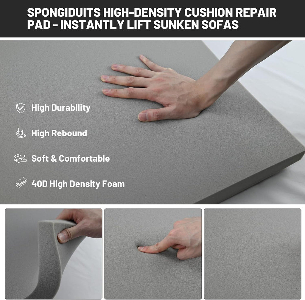 Couch Cushion Support for Sagging Seat, 24"x24"x2.4" 40D High Density Curved Foam Sofa Cushion Support, Under-Cushion Sag Repair,Grey Set of 3