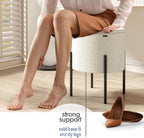 Round Ottoman with Storage, Boucle Storage Ottoman, Foot Stool Ottoman, Makeup Vanity Stool, Small Ottomans Foot Rest, Modern Ottomans for Living Room and Bedroom, Cream
