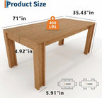 GarveeHome 71" Long Dining Table for 6-8, Farmhouse Rectangular Wood Kitchen Table with Wide H-Legs & Thick Top, Sturdy Wood Strip Frame, Dining Room Table for Dinner, Apartment, Kitchen, Natural