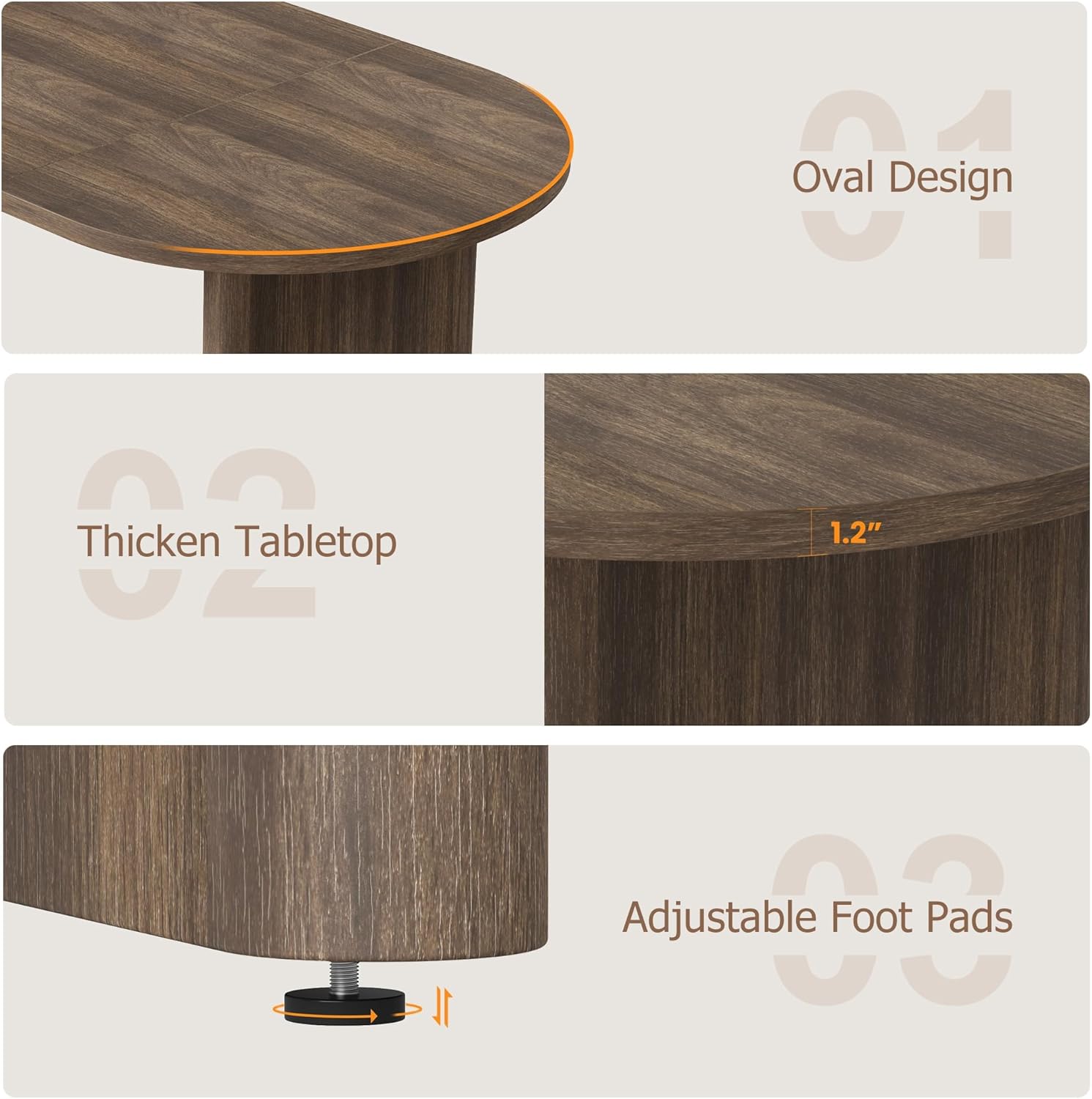 IDEALHOUSE 70.8" Oval Dining Table for 4-8, Wood Kitchen Table with Double Pedestal Base, Spacious Dining Room Table for Kitchen, Living Room, Reception Area, Natural Finish, Brown