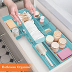 25 PCS Plastic Drawer Organizer Set, 4-Size Versatile Organizer Trays & storage Bins for Makeup, Jewelry, and Gadgets in Bathroom, Bedroom and Office, Sea Blue