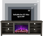 AMERLIFE 70" Fireplace TV Stand with 23" Electric Fireplace for 80" TVs | Rustic Grey, Wood Texture Finish, Farmhouse Style, Entertainment Stand, Media TV Console, Storage Cabinet, Living Room