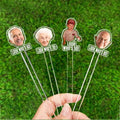 50 Pcs Personalized 50th to 90th Birthday Face Photo Drink Stirrers, 60th 70th 80th Birthday Party Decorations, Custom Face Cutout Stir Sticks, Decor for Retirement, Graduation Parties