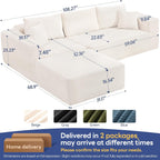 Brage Living 2026 New 108" Cloud Sectional Couch, Comfy Modular Sectional Sofa with Deep Seat, Sofa Couch with L-Shaped Chaise for Living Room, No Assembly Required (Beige, with Ottoman)