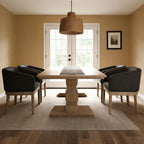 Linen Dining Chairs Set of 4, Barrel Farmhouse Kitchen Chairs with Arms, Upholstered Side Chair with Solid Wood Legs for Dining Room, Bedroom,Gray