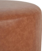 Merax 30.25" Modern Upholstered Round PU Leather Ottoman, Multifunctional Extra Seat, Side Table, Foot Rest, Stuffed Pouf Footstool for Living Room Bedroom, Cognac Brown