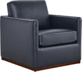 CHITA Genuine Leather Swivel Chair, Wood Frame, Fully Assembled, Navy