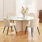 Upholstered Dining Chairs Set of 4, Modern Kitchen Side Chair with Padded Seat Comfortable Chenille Fabric Study Black Matel Legs,Desk Chair with Back for Dining Rooms, Beige