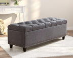 Ottoman with Storage, 51" Storage Bench Ottoman for Bedroom, End of Bed Benchs with Button-Tufted, Upholstered Rectangle Long Foot Rest Benchs for Entryway Living Room (Gray)