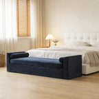 Chifee & Vingol 90.55" W Oversized Chaise Lounge Upholstered Bedroom Benches Extra-Long Indoor Bench Entryway Bench with Removable Pillows for Living Room Hallway,Navy
