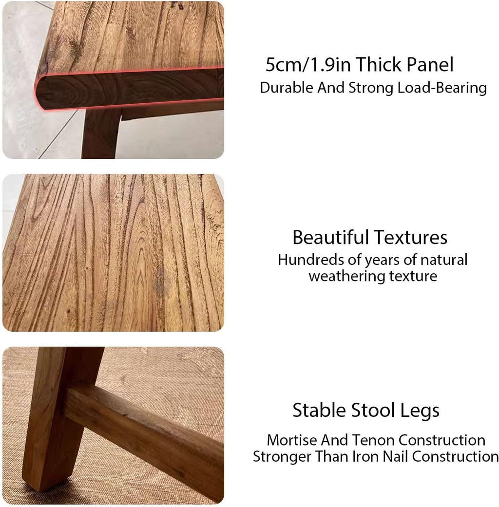 Farmhouse Wooden Narrow Bench Small Entryway Skinny Vintage Noodle Dining Benches For Table Rustic Indoor Kitchen End Of Bed Shoe Bench For Hallway Bathroom Backyard Garden Living Room Bedroom(55.1")