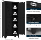 LCAOPC 71" Tall Metal Storage Cabinet with 2 Doors and 4 Adjustable Shelves, 5-Tier Kitchen Pantry Storage Cabinet for Kitchen, Living Room, Dining Room and Office, Black