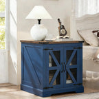 Farmhouse Coffee Table and End Table Sets of 3, 3 Piece Living Room Tables Set with Charging Station, Lift Top Coffees and 2 Large Side, Wood Furniture Sets with Storage, Blue