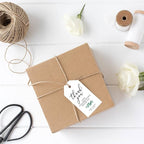 Andaz Press 100-Pack Personalized Thank You for Celebrating with Us Wedding Favor Tags with Bakers Twine Minimal Eucalyptus Leaf Custom Cardstock Wedding Gift Tags for Party Favors 2 x 3.75-Inches