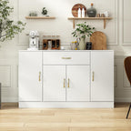 55" Kitchen Pantry Cabinet, Large Storage Cupboard with Doors and Shelves, White Kitchen Storage Cabinet with Drawer, Versatile Buffet Sideboard for Dining Room and Craft Room