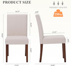 MALOL Upholstered Dining Chairs Set of 2, Fabric Dining Room Chairs, Modern Wooden Dining Chair, Kitchen Side Chairs, Farmhouse Dinner Chair with High Back for Kitchen, Beige