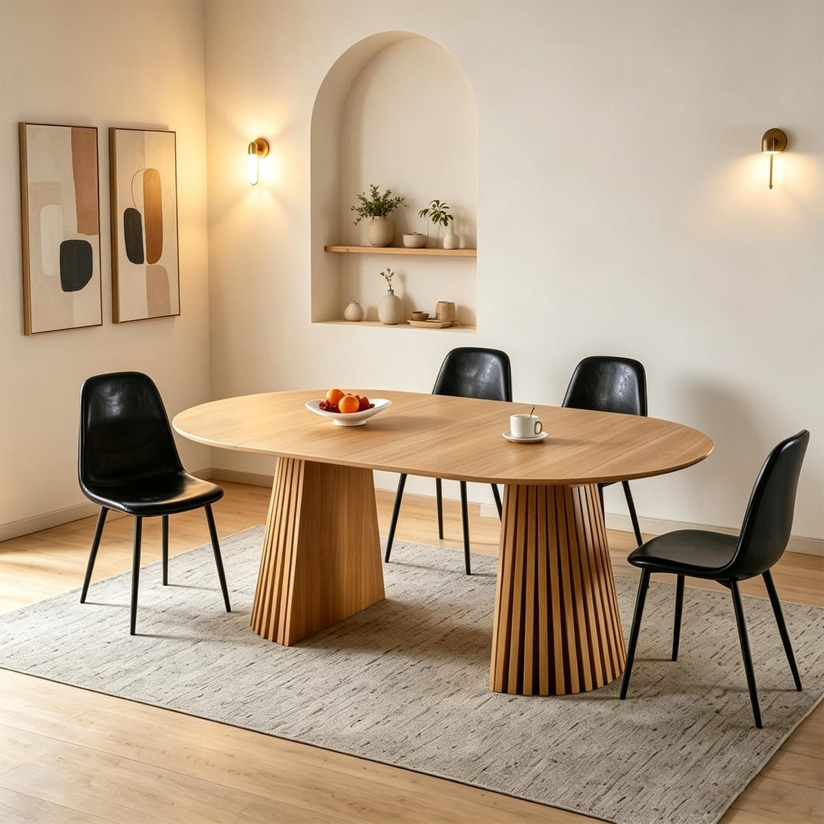 Extendable Wooden Dining Table with 4 Chairs for Small Space | extendable table，wooden dining table，dining table small space(black)