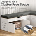 Kikihouse L-Shaped Corner Storage Bench with Cushion, Backless Wood Bench with Hidden Storage, for Dining Nook, Kitchen, Entryway, Cloakroom (Bench+Dark Gray Cushion)