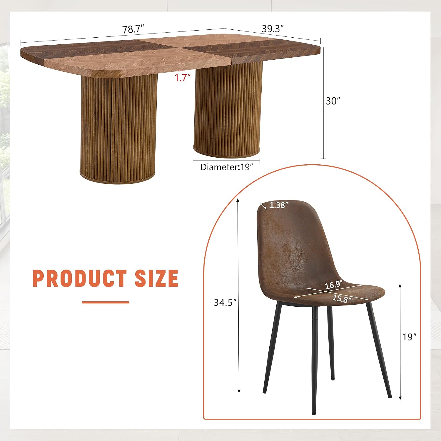 79" Dining Table Set for 8, 9 Piece Dining Table Set, Large Rectangular Farmhouse Kitchen Table with 8 Chairs, Ideal for Family Gatherings，Easy Assembly
