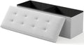 OS MOTOR Folding Storage Ottoman Bench, Light Gray, 43 Inches | Multi-Functional Ottoman Foot Rest, End of Bed Bench, Storage Chest, Living Room, Bedroom, Hallway, Entryway, 600 lb Capacity