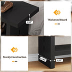 2 Tier Entryway Bench, 47.24" Shoe Bench, Rustic Shoe Rack, Wooden Storage Bench for Entryway Hallway Living Room Bedroom, Easy Assembly, Black