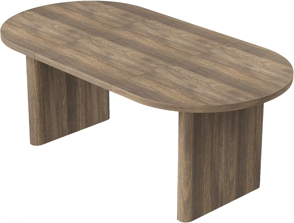 Oval Dining Table for 4-6 People, 63" Modern Kitchen Table with Thick Sturdy Wooden Base, Easy to Clean Wood Grain Finish for Dining Room Living Room Office, Pear Wood Original