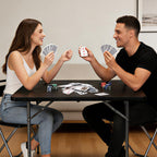 34" Square Folding Table, Portable Folding Card Table with Collapsible Legs & Carrying Handle, Plastic Tables for Camping,Picnic, Office, Party,Black