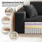 3-Seater Deep-Seat Corduroy Lounge Sleeper Sofa - No Assembly, Frameless Foam Cloud Couch for Living Room, Bedroom, Apartment, Dorm, Office