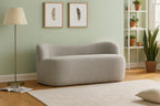 Meridian Furniture 119Grey Flair Collection Modern | Contemporary Boucle Fabric Upholstered Bench with Curved Back Design, Grey, 62" W x 23" D x 24" H