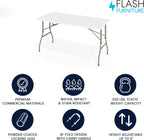 Flash Furniture 5 ft Plastic Bi-Fold Table, Granite White | Height Adjustable, Carrying Handle, Durable Construction, Commercial Use