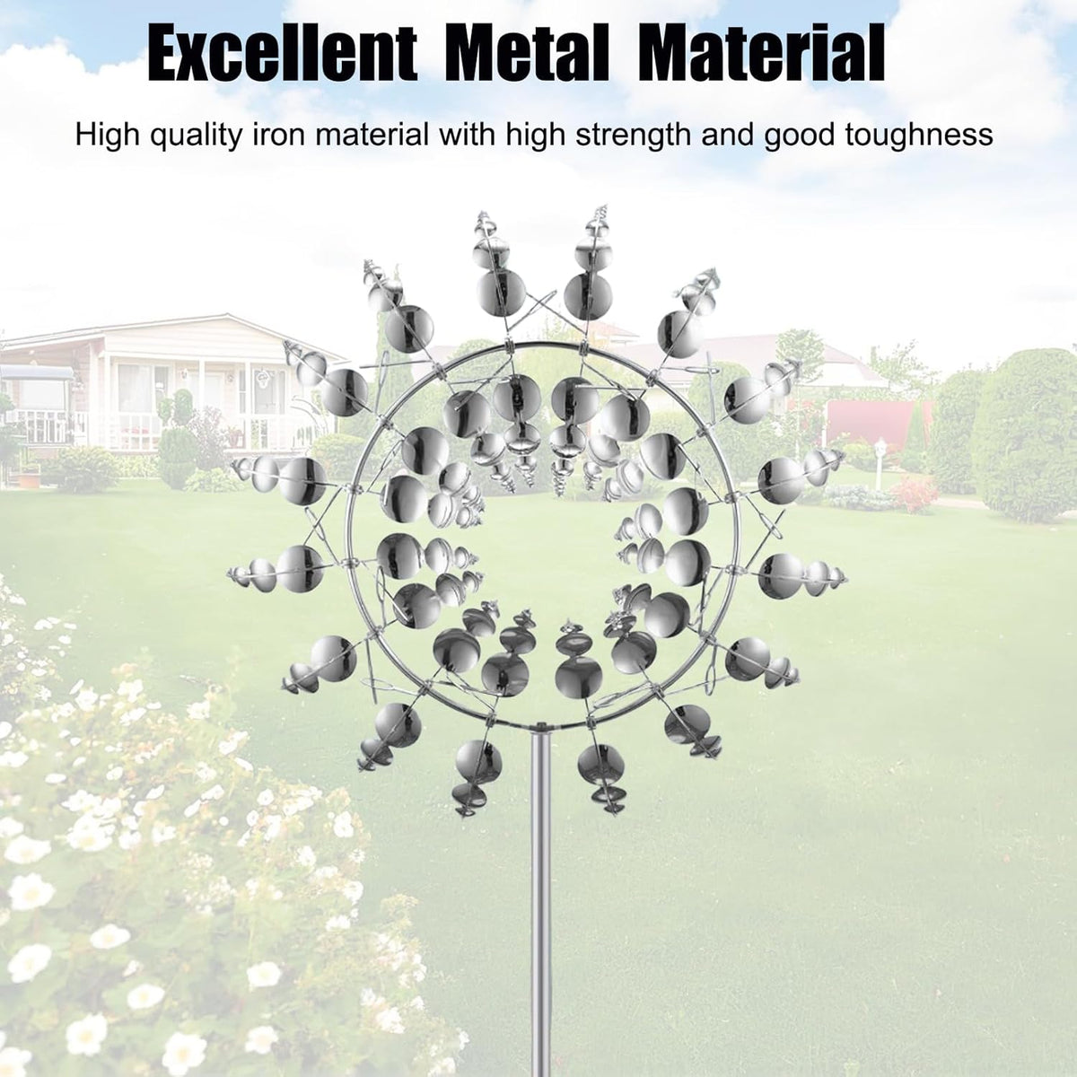 Magical Metal Windmill, Garden Spinners Outdoor, Wind Spinners Outdoor, 360° Metal Windmill for Yard Garden, Wind Powered Sculptures and Spinners for Decor (1Pcs Silver Windmill)