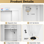 71" Metal Storage Cabinet with Hanging Rod, Tall White Wardrobe Closet with 3 Adjustable Shelves, Heavy Duty Steel Office Armoire, Modern Minimalist Design for Bedroom, Laundry Room