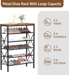 6 Tiers Metal Shoe Rack，Large Capacity Shoe Rack Holds 24 Pairs of Shoes, Durable and Stable, Adjustable Metal Shelf Stackable Shoe Shelf for Entryway, Hallway, Living Room, Closet
