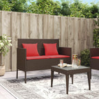 Brown Poly Rattan Patio Storage Bench with Cushions, Outdoor Seating with Waterproof Bag and Gas Spring Lid