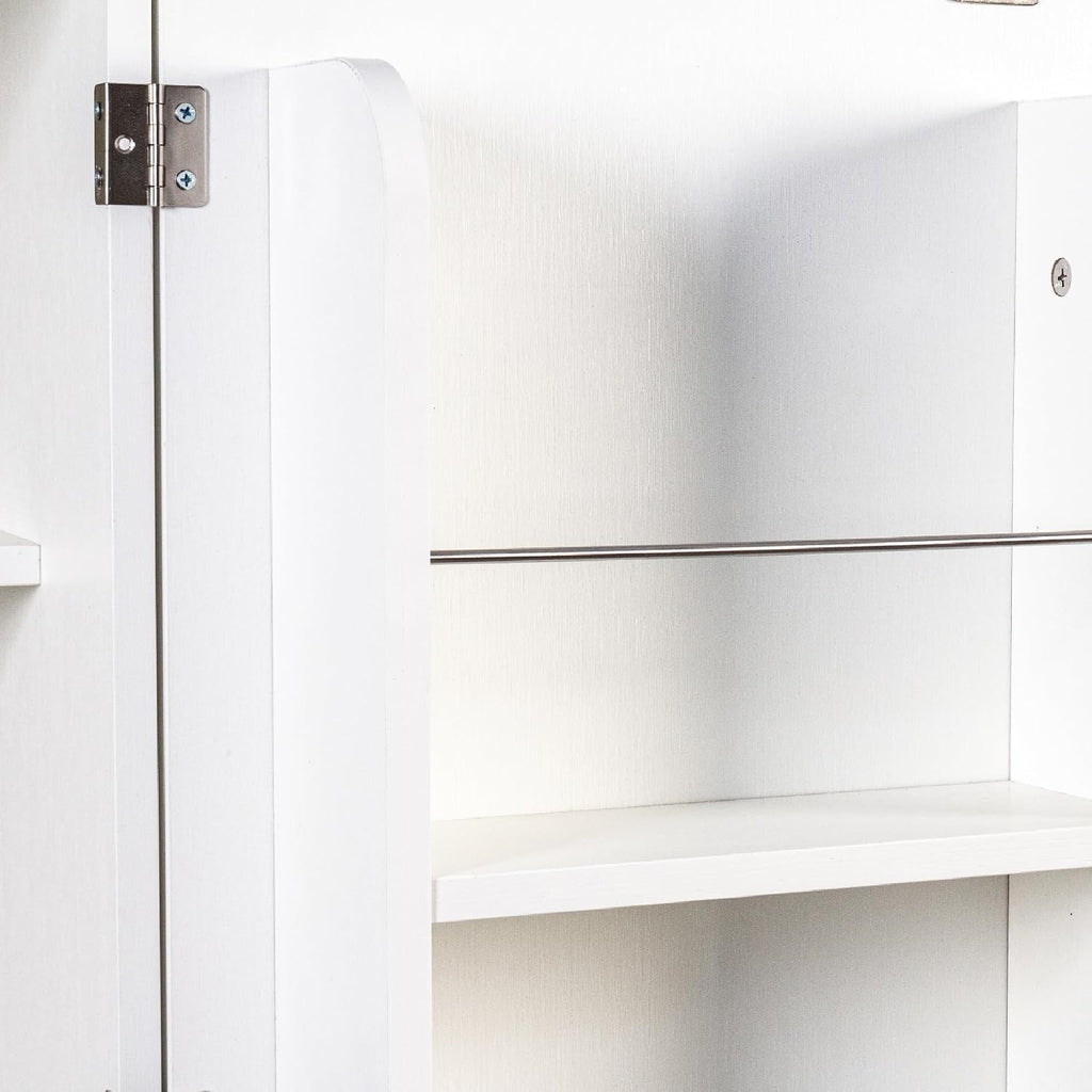63'' Particle Board and Free Standing Pantry Cabinet, Kitchen Storage Cabinet with Doors Tall Kitchen Pantry Cabinet for Dining Room and Living Room Organization (White)